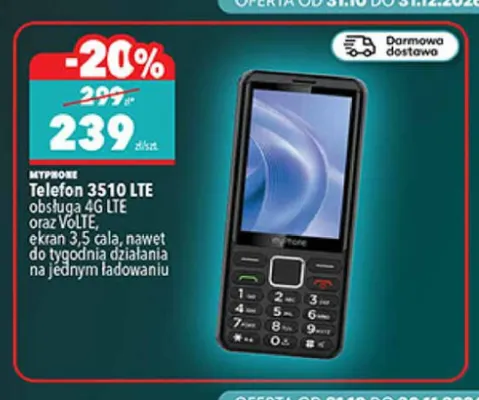 Telefon 3510 Lte myPhone promocja w Biedronka