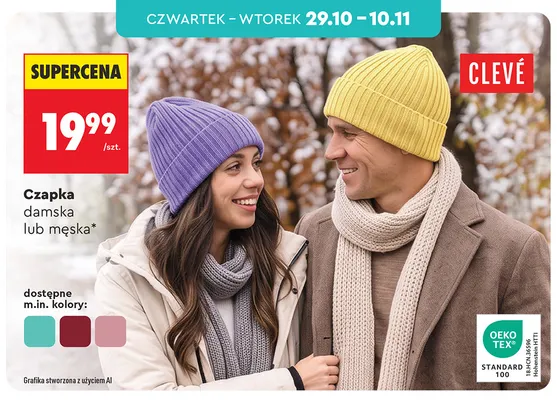 Czapka męska Clevé promocja w Biedronka