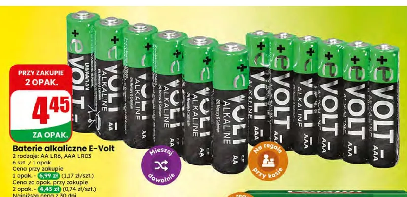 Baterie alkaliczne AA LR6 E-Volt promocja w Dino