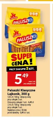 Paluszki Klasyczne Lajkonik 300g promocja w Twój Market