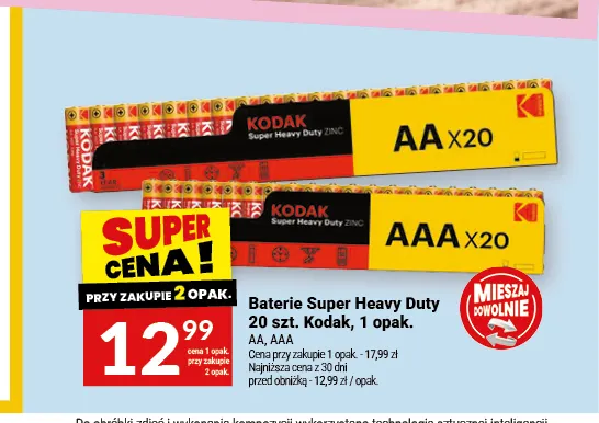 Baterie Super Heavy Duty Aa Kodak promocja w Twój Market