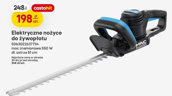 Elektryczne nożyce do żywopłotu promocja w Castorama