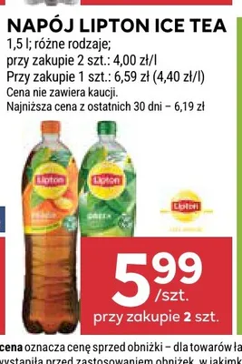 Napój Lipton Ice Tea promocja w Stokrotka