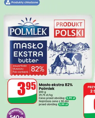 Masło ekstra Polmlek 82% promocja w Dino