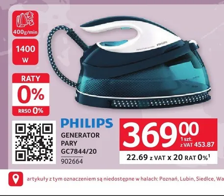 Generator pary Philips GC7844/20 promocja w Selgros