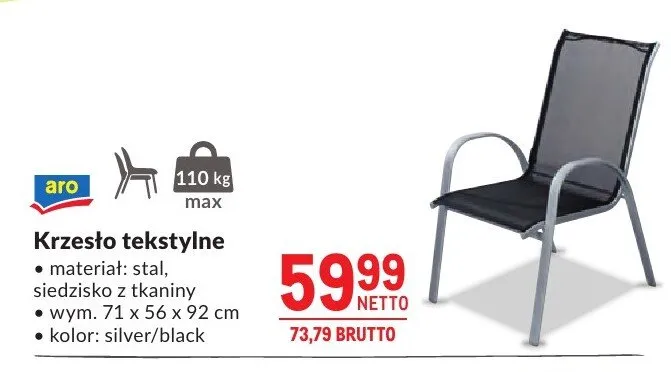 Krzesło tekstylne silver/black promocja w Makro