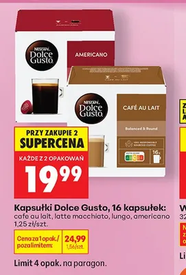 Kapsułki Dolce Gusto cafe au lait promocja w Biedronka