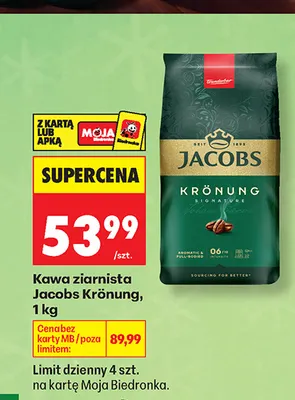 Kawa ziarnista Jacobs Krönung promocja w Biedronka
