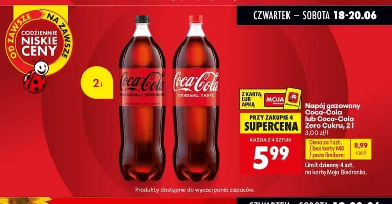 Napój gazowany Coca-Cola promocja w Biedronka