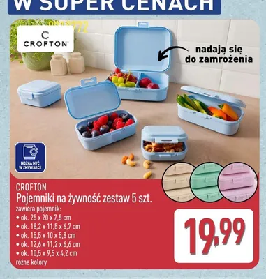 Pojemniki na żywność zestaw 5 szt. Crofton promocja w Aldi