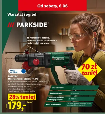 Młotowiertarka z udarem PARKSIDE 1050W promocja w Lidl
