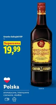 Wino czerwone Grzaniec Galicyjski VIP promocja w Lidl
