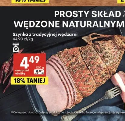 Szynka z tradycyjnej wędzarni Szlachecka Wędzarnia promocja w Delikatesy Centrum