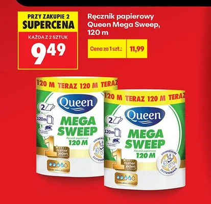 Ręcznik papierowy Queen Mega Sweep 2-pak 120 m promocja w Biedronka