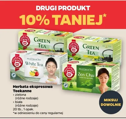 Herbata ekspresowa zielona lub biała, różne rodzaje DRUGA -10% Teekanne promocja w Netto