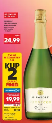 Wino musujące Prosecco DOC Girasole białe wytrawne promocja w Kaufland