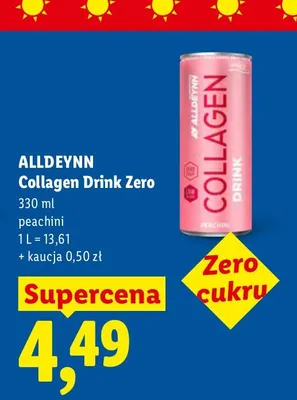 Napój kolagenowy Alldeynn Collagen Drink Zero Peachini promocja w Lidl