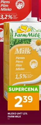 Mleko UHT 1,5% Farm Milk promocja w Stokrotka