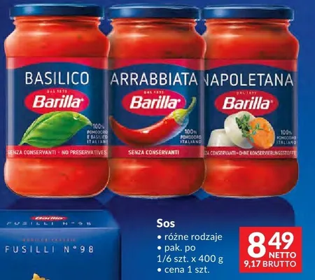 Sos różne rodzaje Barilla promocja w Makro