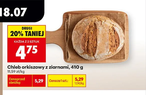 Chleb orkiszowy z ziarnami promocja w Biedronka