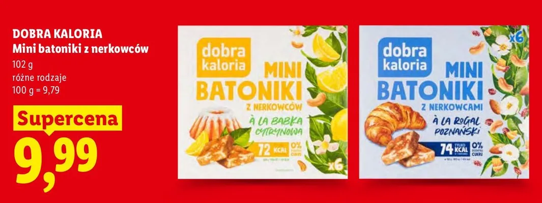 Mini batoniki z nerkowców Dobra Kaloria A la rogal poznański promocja w Lidl
