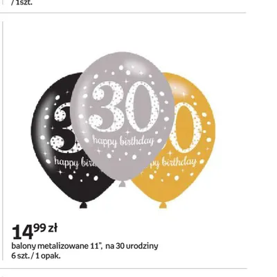 Balony metalizowane 11" na 30 urodziny promocja w Empik
