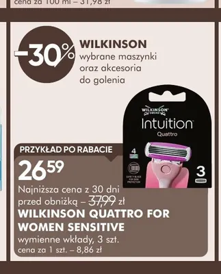 Wymienne wkłady Wilkinson Quattro for Women Sensitive promocja w Super-Pharm