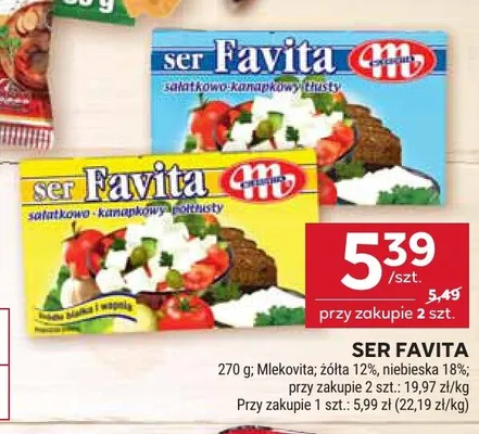 Ser Favita sałatkowo-kanapkowy tłusty 18% promocja w Stokrotka