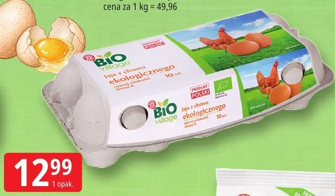 Jaja z chowu ekologicznego Bio Village 10 szt promocja w Leclerc