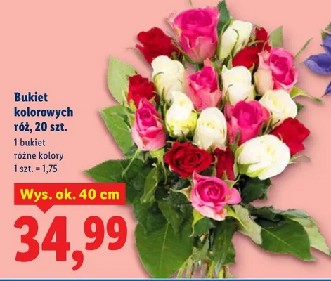 Bukiet kolorowych róż promocja w Lidl