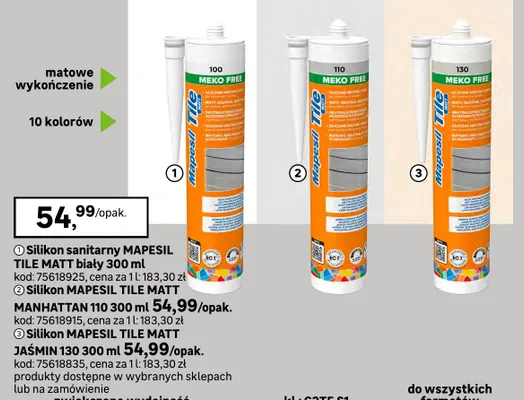 Silikon Mapesil Tile Matt Manhattan 110 Mapei promocja w Leroy Merlin