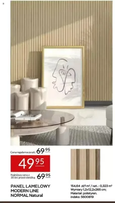 Panel lamelowy Modern Line Normal Natural promocja w Abra Meble