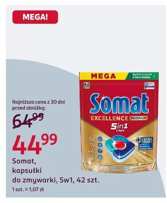 Kapsułki do zmywarki Somat Excellence 5w1 promocja w Rossmann