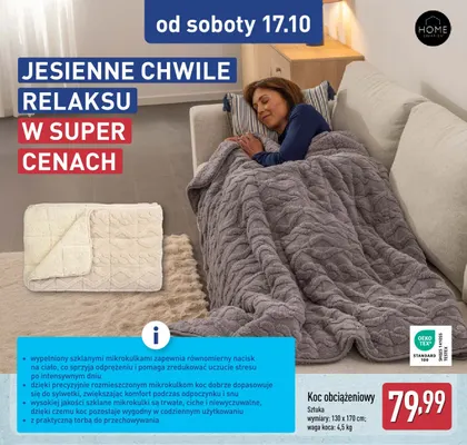 Koc obciążeniowy 130x170 cm Home Creation promocja w Aldi