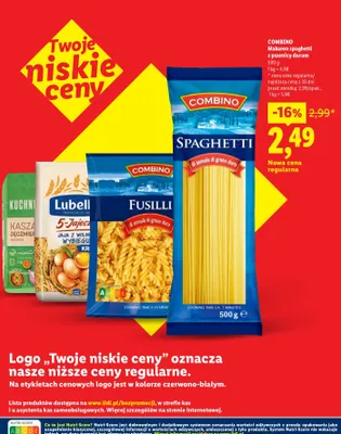 Makaron spaghetti z pszenicy durum Combino promocja w Lidl