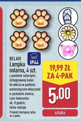 Lampka solarna BELAVI 4-pak promocja w Aldi