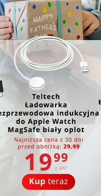 Ładowarka bezprzewodowa indukcyjna do Apple Watch Teltech MagSafe biały oplot promocja w Poczta Polska