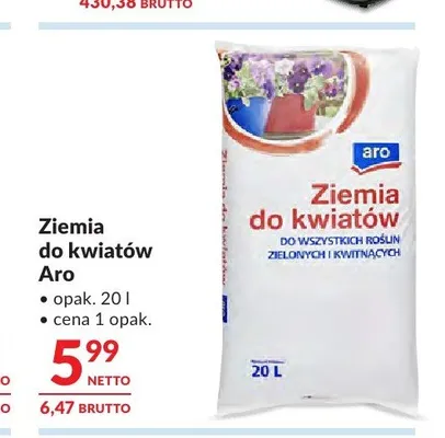 Ziemia do kwiatów Aro promocja w Makro