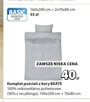 Komplet pościeli z kory BEATE 100% mikrowłókno poliestrowe 140x200cm+70x80cm promocja w Jysk