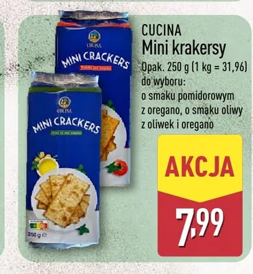 Mini krakersy o smaku pomidorowym z oregano Cucina promocja w Aldi