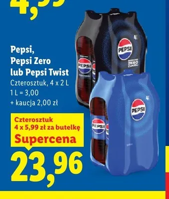 Napój gazowany Pepsi 4-pak 2 l promocja w Lidl