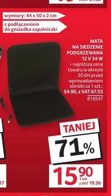 Mata na siedzenie podgrzewana 12V 34W promocja w Selgros