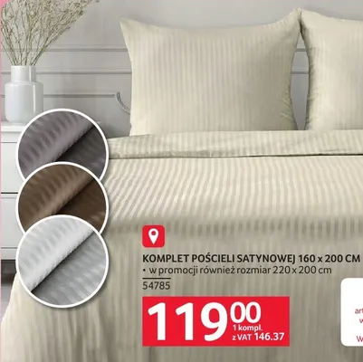 Komplet pościeli satynowej 160 x 200 CM promocja w Selgros