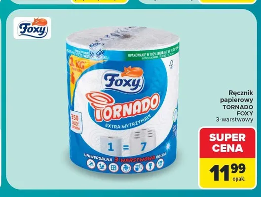 Ręcznik papierowy Tornado Foxy promocja w Carrefour Market