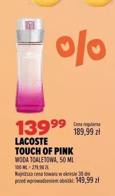 Woda toaletowa Lacoste Touch of Pink promocja w Drogerie Natura