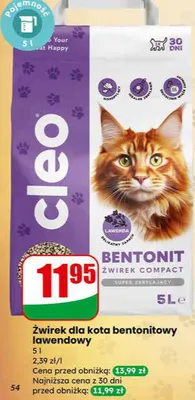 Żwirek dla kota bentonitowy lawendowy promocja w Dino