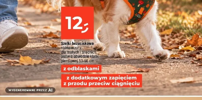 Szelki bezuciskowe dla małych i średnich psów o obwodzie klatki piersiowej 50-56 cm z odblaskami z dodatkowym zapięciem z przodu przeciw ciągnięciu promocja w Dealz