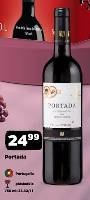 Wino czerwone półsłodkie Portada promocja w Netto