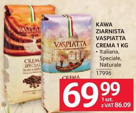 Kawa ziarnista Vaspiatta Crema 1 kg promocja w Selgros