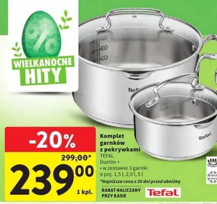 Komplet garnków z pokrywkami Duetto+ w zestawie 3 garnki promocja w Intermarche